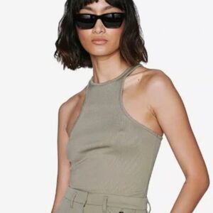 Anine Bing Morgan Tank In Green Khaki Women's Size Large